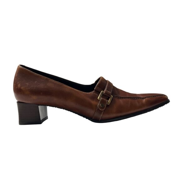 Ecco Womens Brown Leather Heeled Loafers Size 39, 8-8.5 - Picture 1 of 8